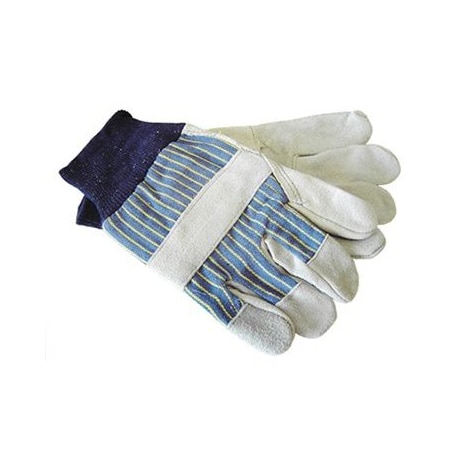 The Brush Man Shoulder Split Leather Gloves, Canvas Back, Knit Wrist, Large, 12PK GLOVE-7140